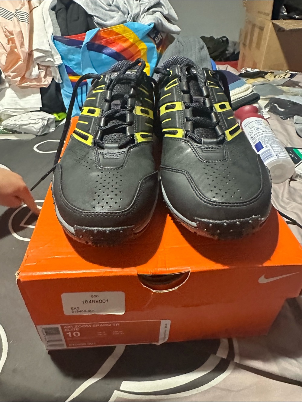 Nike Men's Black Sneakers with Yellow Accents